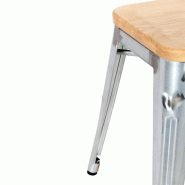 Tabourets bistro bas en acier avec assise en bois (lot de 4) | Bolero - GM634_6