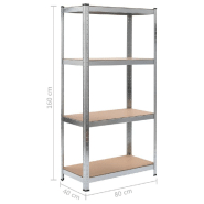 Vidaxl étagère de rangement 4 niveaux argenté acier et bois ingénierie 144266_6