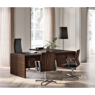 Bureau de direction E10 - Esthétique moderne et traditionnel, plateau en bois plaqué et options cuir_6