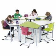 Pupitre Pentagonal coopératif, auto-organisé et flexible pour école primaire et secondaire - hauteur uniforme de 74 cm - EWT.5_6