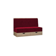Lit escamotable style industriel KEY SOFA - Chêne, bandeau noir, canapé rouge - Couchage 140x200 cm avec tiroirs de rangement_6