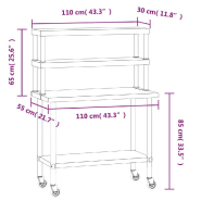 Vidaxl table de travail de cuisine avec étagère 110x55x150 cm inox 3208906_6