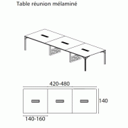 Grande table de réunion X8 avec plateaux laqués Officity. - Blanc 9010, 640, Gris beige Ral 7006_6