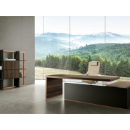 Bureau de direction intemporel et élégant - BOLD58 avec plateau épais et support en verre_6