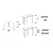 Table polyvalente demi-ronde hauteur fixe ou réglable en hauteur So Granada_6