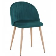 Chaise de restaurant en velours - structure métallique imitation bois - vendue par lot de 4 unités_6