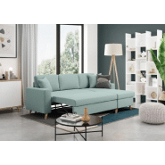 Canapé d'angle réversible convertible ARKO bleu clair avec méridienne réversible, coffre et coussins assortis_6