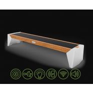 Banc public avec éclairage automatique et chargeur rapide intégré