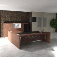 Bureau de Direction avec retour E10 - Quadrifoglio - 204, Oui, Noyer américain, Cuir noir_0