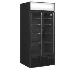 Vitrine réfrigérée noire - FSC BLACK à 2 portes avec caisson lumineux et cadre aluminium