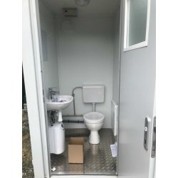 Bloc sanitaire gamme économique - 1 WC avec chasse d'eau, ventilateur, chauffage et lavabo