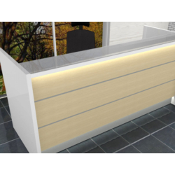 Banque d'accueil moderne et lumineuse à éclairage LED - VALDE - avec configurations ergonomiques et options sur mesure
