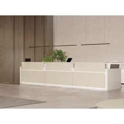 Banque d'accueil droite classique en bois - AVANT, design adaptable à tout environnement