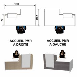 Banque d'accueil 50-50 - PMR - 180 cm - Fabrication française - Garantie 5 ans