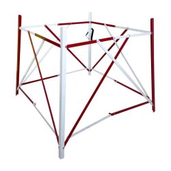 Barrière de regard extensible aluminium ou acier - 1 300×1 300 mm ouverte, H. 1 080 mm, rouge/blanc - Aluminium