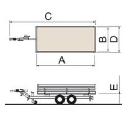 Remorque tri-benne basculante ECIM TBE 200 V - Angle de basculement arrière 40° - PTC 2000 kg