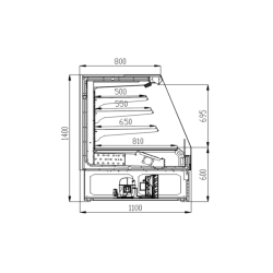 Vitrine réfrigérée semi-verticale MILANO BIO - EORI-SV-B-130 et EORI-SV-B-200, 3 étagères vitrées rétroéclairées, -1°C à +7°C, EUROVITRINE