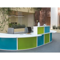 Banque d'accueil lumineuse ELEGANCE - Façade semi-transparente en plexi coloré acidulé