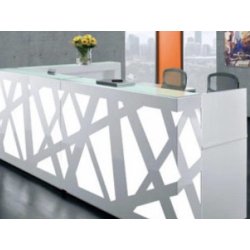 Banque d'accueil rétro-éclairée ZIG ZAG - design innovant avec LED programmable et modules PMR