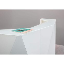 Banque d'accueil ALPHA - Verre laqué avec façade lumineuse LED et design minimaliste