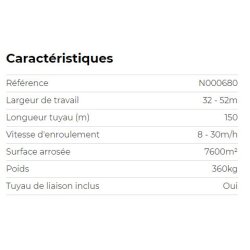 Enrouleur d'irrigation Terrateck - longueur tuyau 150 m - N000680 - délai d'expédition 8 semaines