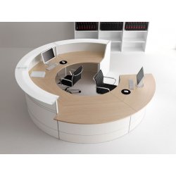Banque d'accueil d'angle modulaire, idéale pour les espaces d'accueil professionnels - QUADRA