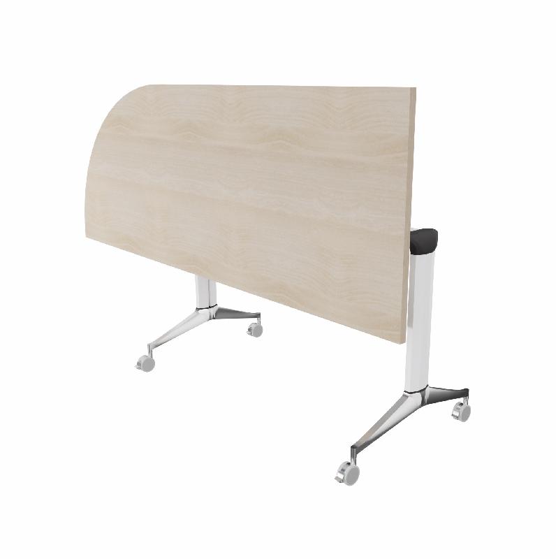 Table de réunion NET, plateau abattant avec retour - Mobel Linea - Blanc, Acacia clair, Gauche_7