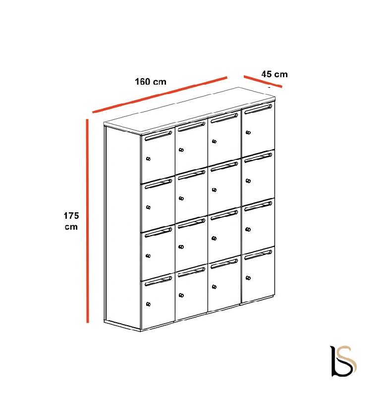 Meuble à casiers avec fentes courrier - Mobel Linea - A clé, 4 x 4 cases_7