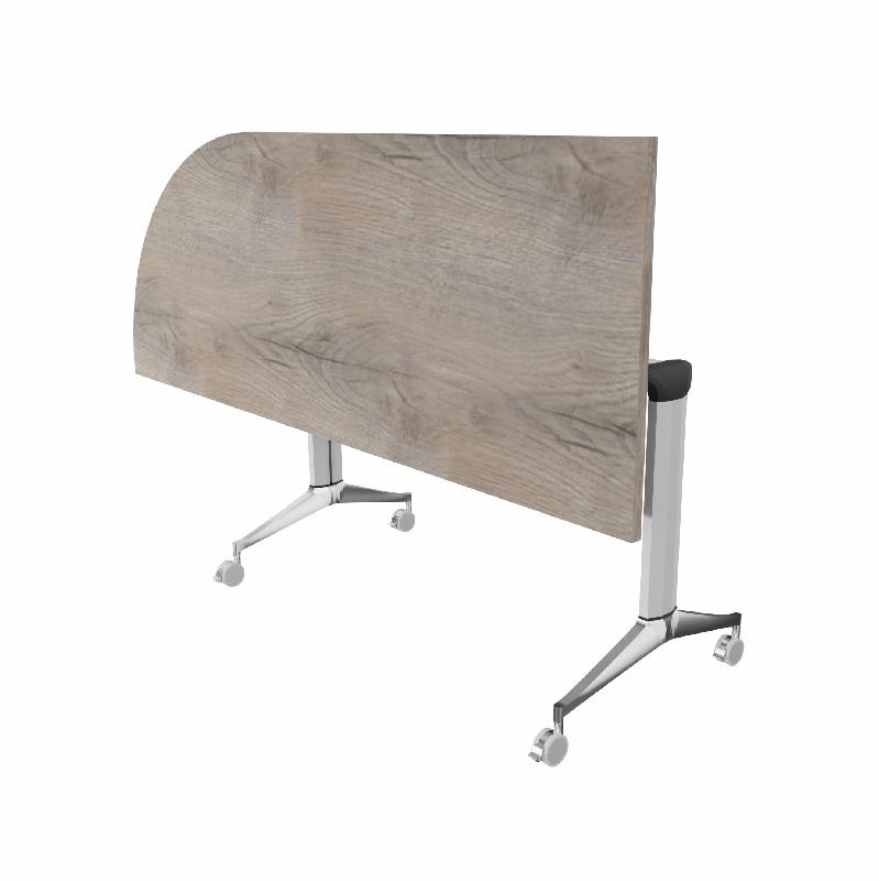 Table de réunion NET, plateau abattant avec retour - Mobel Linea - Alu, Gauche, Chêne grisé_7