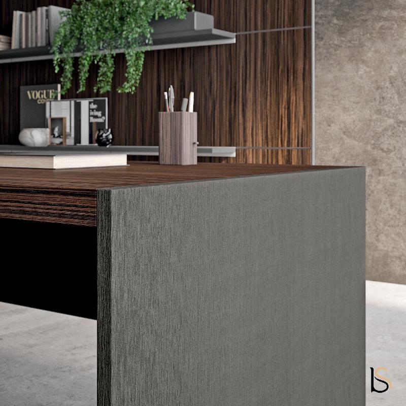 Bureau de Direction E9 - Officity - 185, Noyer américain, Sous-mains anthracite: oui_7