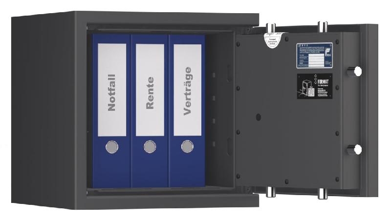 Coffre-fort FORMAT Lyra 2 Classe I - Anti-effraction certifié EN 1143-1 - Serrure électronique KABA Combi B 90 / Gris clair RAL 7035_7