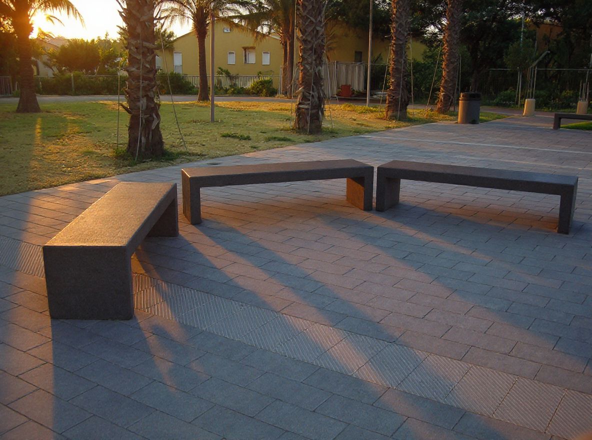 Banc droit public en béton moderne Linea - monobloc avec fibres projetées et haute résistance_7