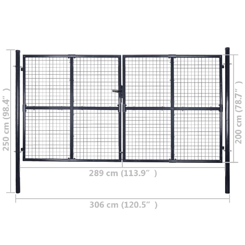 Vidaxl portail en maille de jardin acier galvanisé 289x200 cm gris 143367_7