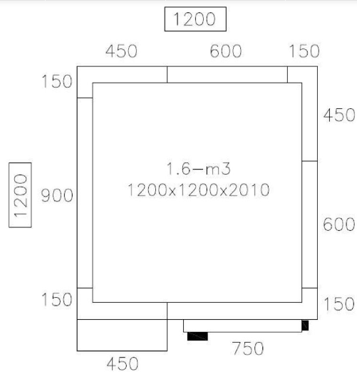 Chambre froide de congélation 120 x 120 cm avec sol_7