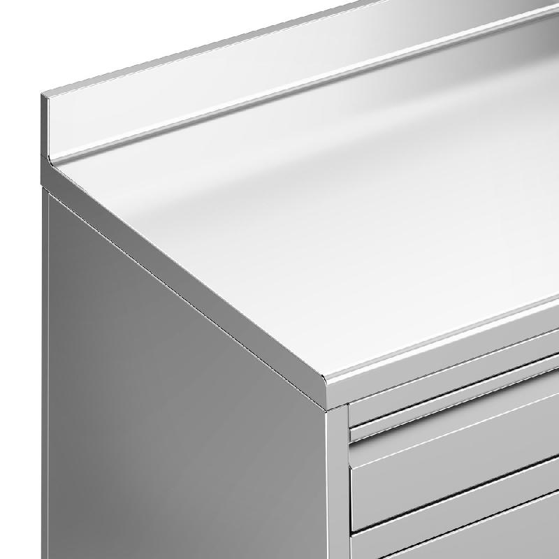 Meuble inox pour machine à café - 800 x 600 mm - 2 tiroirs - 2 portes avec trappe à déchets_7