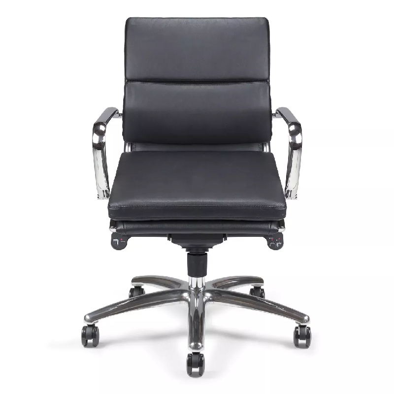 Fauteuil de Direction synchrone - cuir Noir pleine fleur - accoudoirs en aluminium poli - So Pérouse - Avec_7