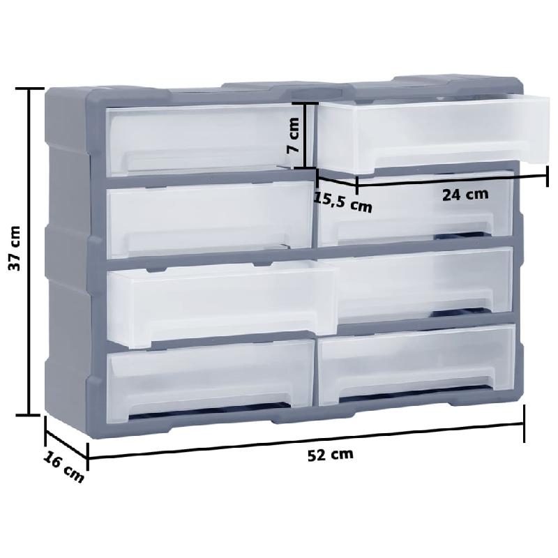 Vidaxl organisateur multi-tiroirs avec 8 grands tiroirs 52x16x37 cm 149600_7