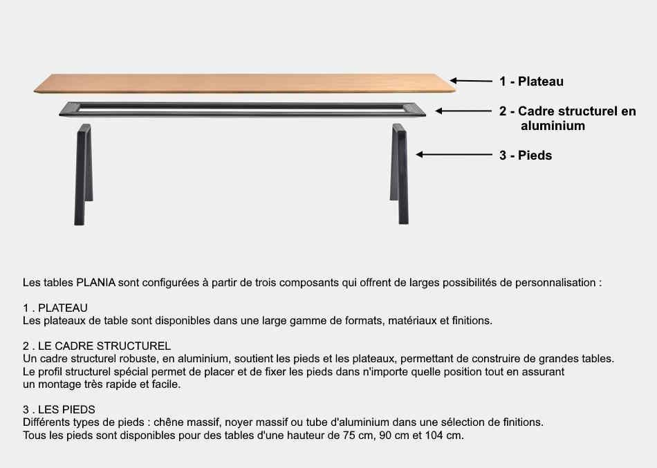 Table PLANIA - modulaire, personnalisable avec finitions chêne ou noyer, et pieds réglables_7