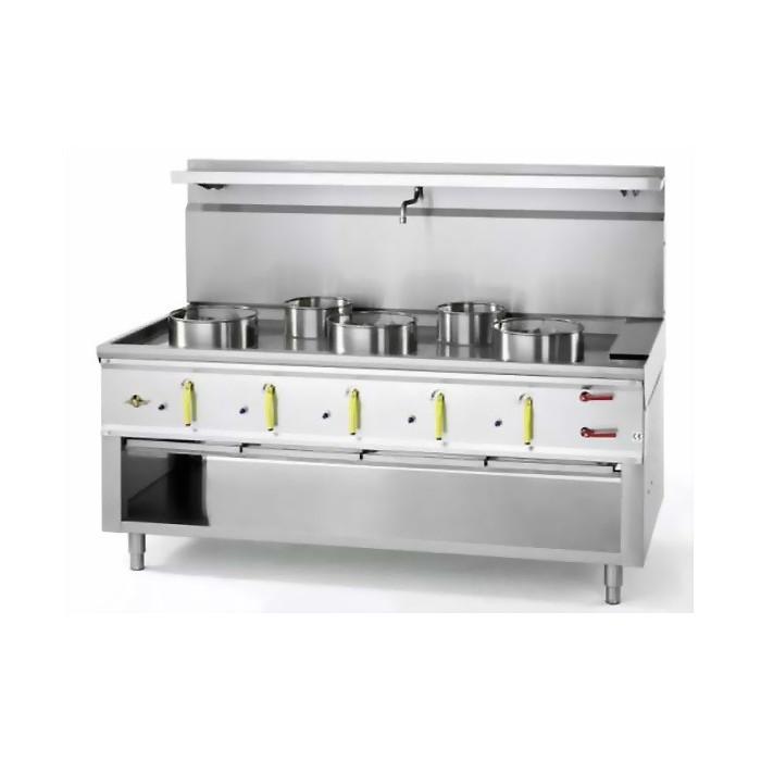 Fourneau wok 5 bruleurs jumbo avec rideau d'eau asia ii cr BERTRAND - jumbo_7