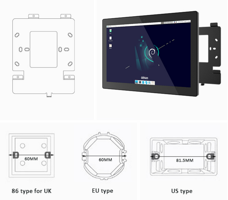 Panel PC / tablette murale 10 pouces IPS - YziPanel EVI-YZ1011 - Android 13 / Linux Debian pour GTB / supervision_7