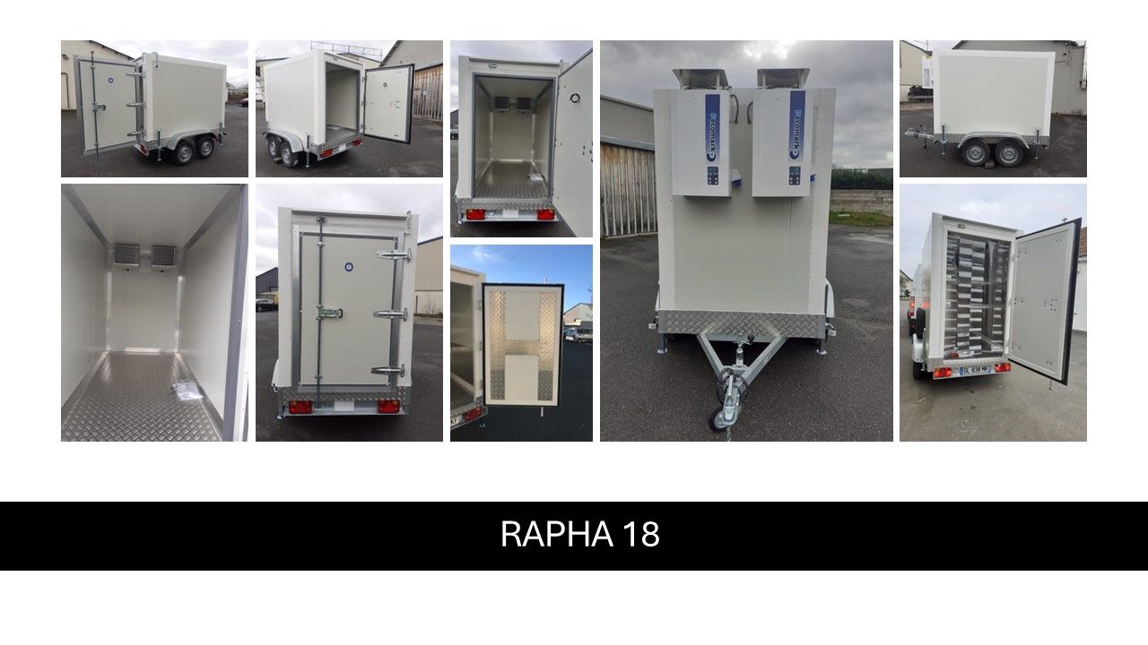 Remorque frigorifique surgelé double essieu 750kg - RAPHA 18 - Températures -15 à -23°C - Dimensions intérieures 2m20 x 1m24 x 1m60_0
