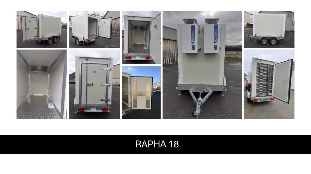 Remorque frigorifique surgelé double essieu 750kg - RAPHA 18 - Températures -15 à -23°C - Dimensions intérieures 2m20 x 1m24 x 1m60_0