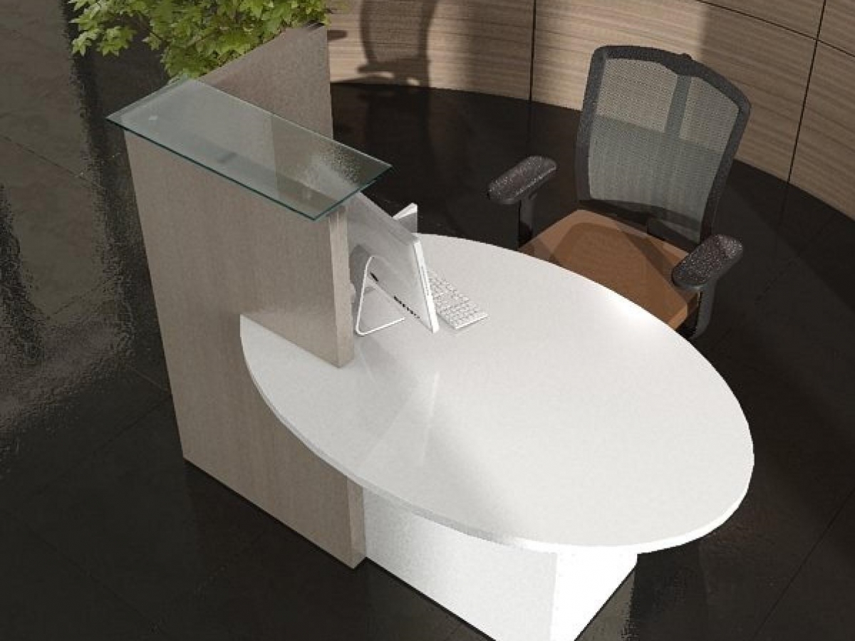 Banque d'accueil compacte et fonctionnelle - OVO pour petit espace avec plateau en verre_7