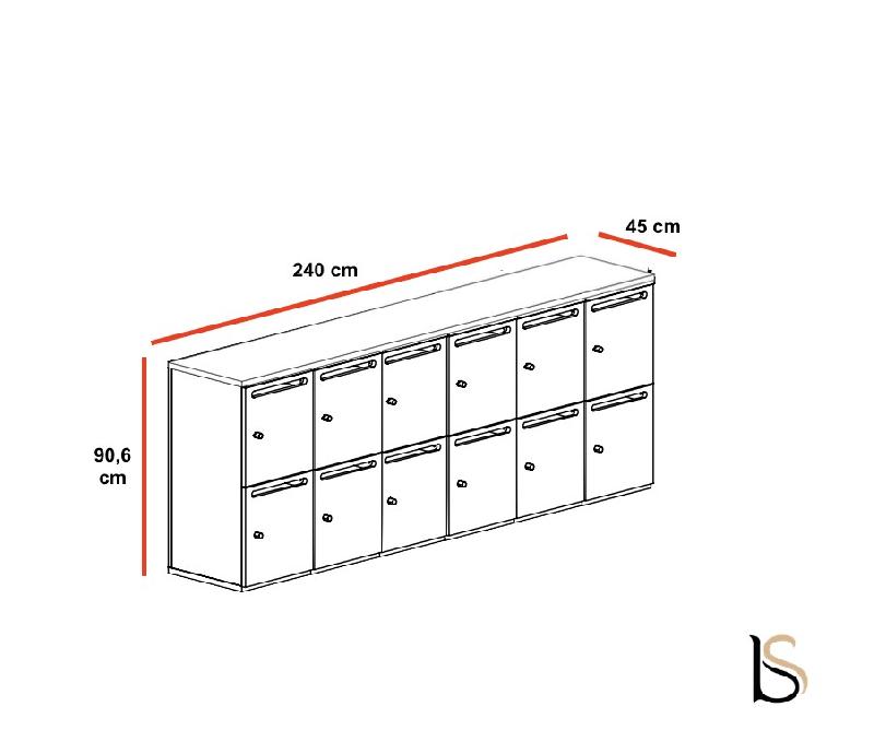 Meuble à casiers avec fentes courrier - Mobel Linea - A clé, 6 x 2 cases_7