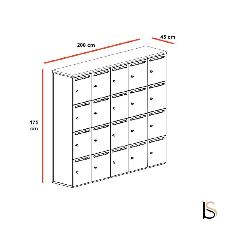 Meuble à casiers avec fentes courrier - Mobel Linea - A clé, 5 x 4 cases_7