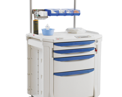Chariot à pansements robuste en polymère antimicrobien Microban® - facile à nettoyer et à désinfecter - Flexline 131 avec tiroirs et accessoires_7