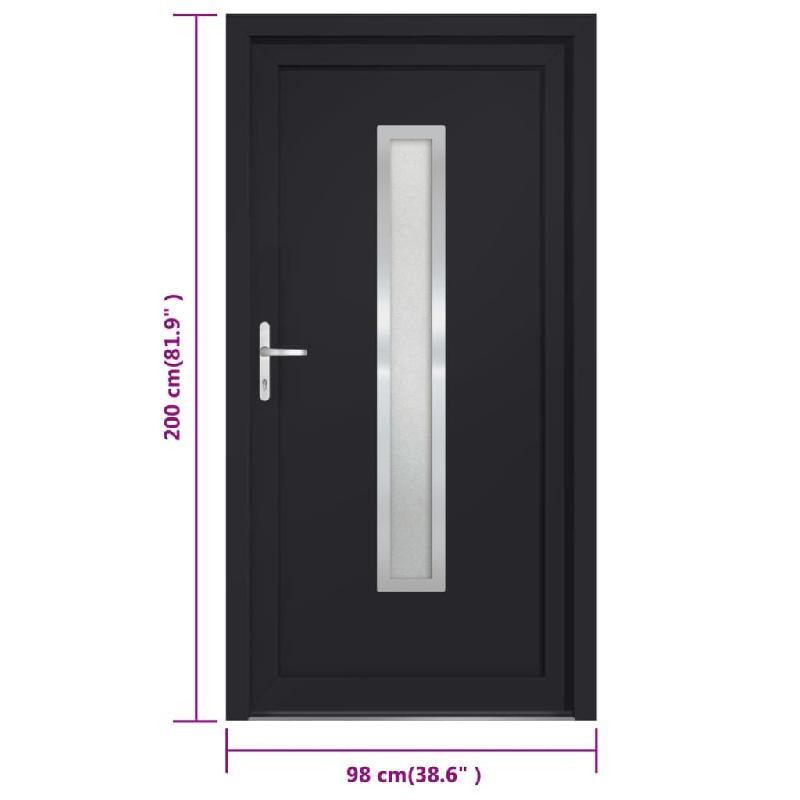 Vidaxl porte d'entrée anthracite 98x200 cm pvc 3187899_7
