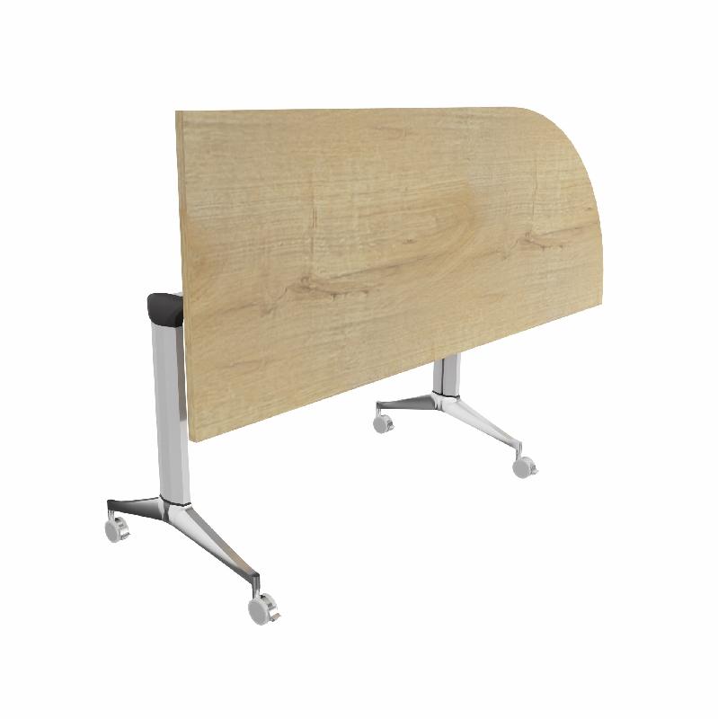 Table de réunion NET, plateau abattant avec retour - Mobel Linea - Alu, Droite, Chêne veiné_7