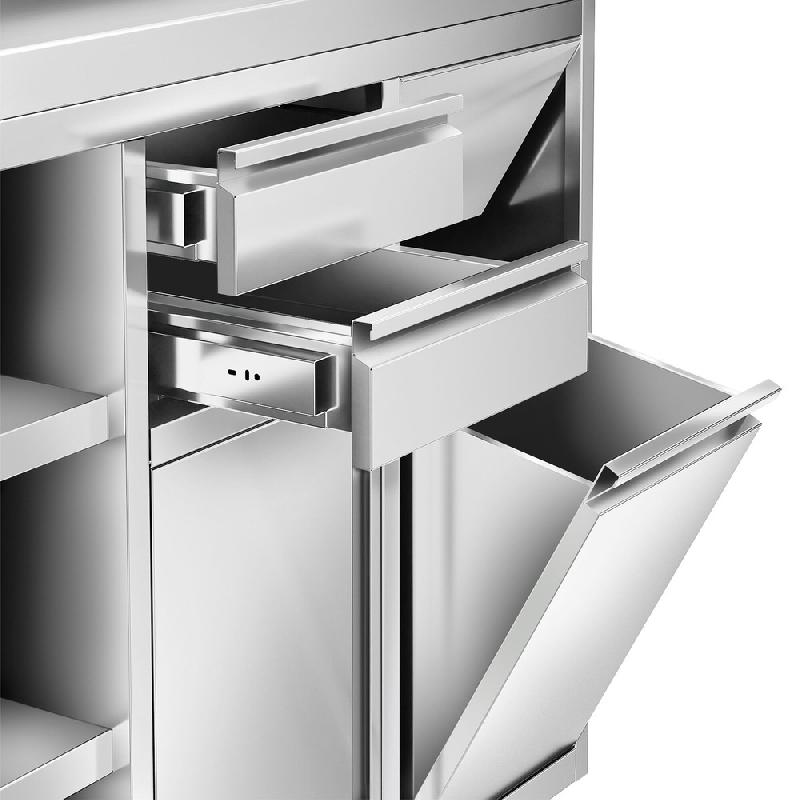 Meuble inox pour machine à café - 1200 x 600 mm - 2 tiroirs - Étagère réglable gauche_7