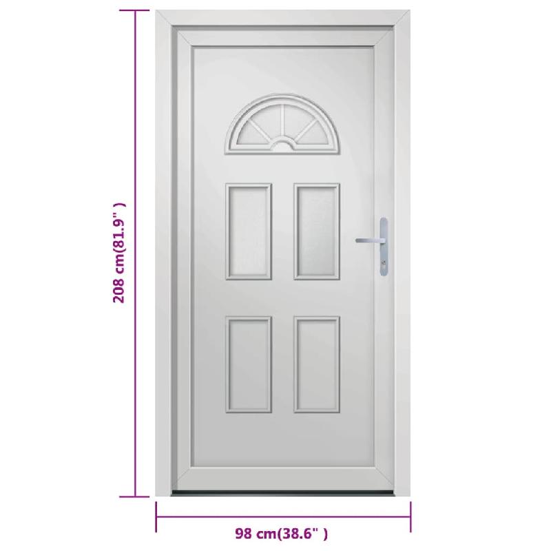 Vidaxl porte d'entrée blanc 98x208 cm pvc 3187919_7